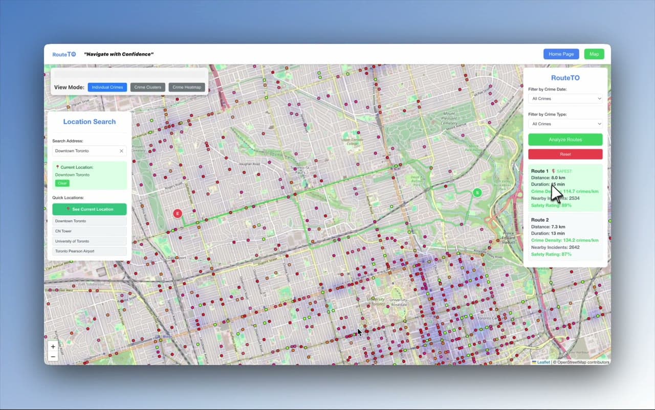 RouteTO crime-aware navigation demo thumbnail